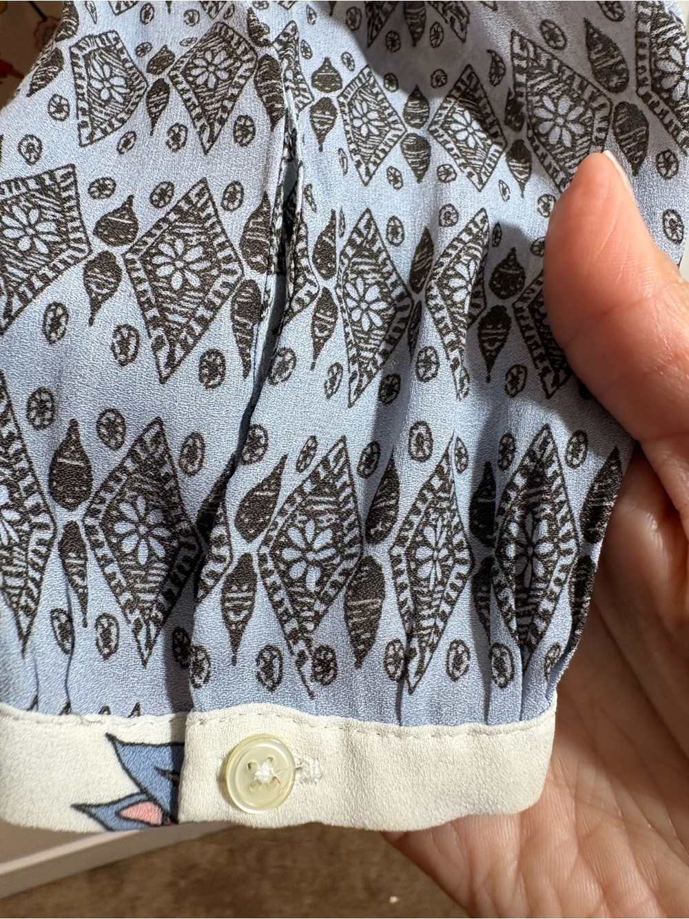 LOFT Petites Floral Boho Blouse MP Lace Trim Mixed Print Long Sleeve Top - Picture 5 of 5